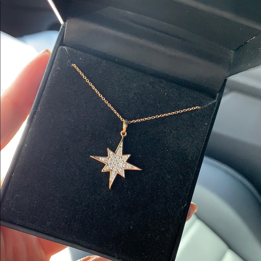 NEW Diamond Cluster Starburst Pendant Necklace